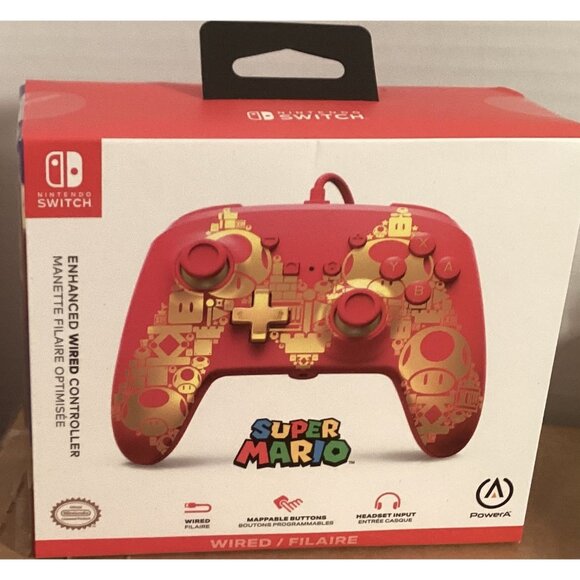 Nintendo Switch Enhanced Wired Controller Super Mario Golden M Design - Picture 2 of 4